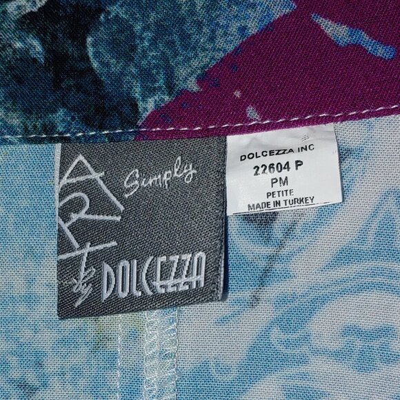 Simply Art by Dolcezza 3/4 Sleeves Button Up Blouse Size PM Multicolored - Picture 3 of 7